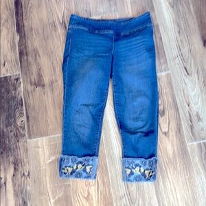INC Cropped Jeans with Floral Cuffs